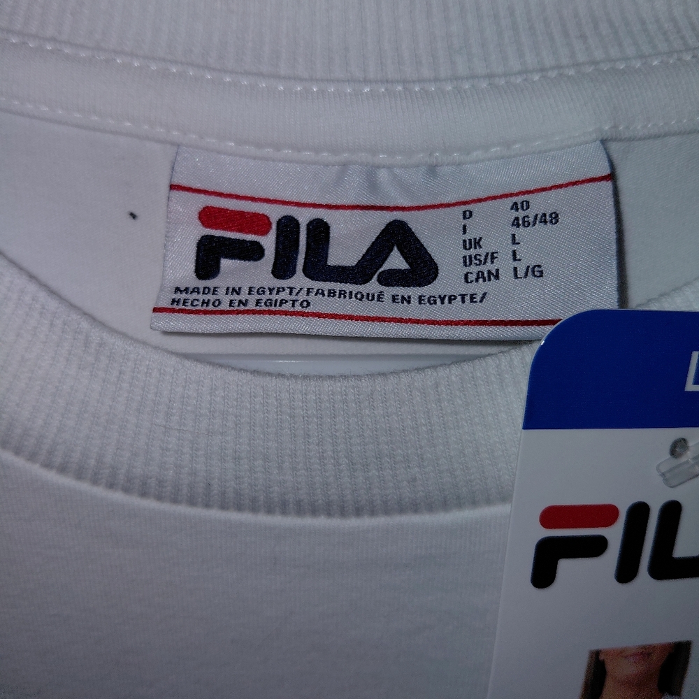 Fila Shirt Womens Size Large White Logo Spell Out T-Shirt New With Tags - Picture 3 of 5